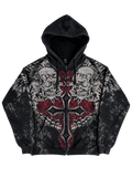 LIVE FREE SKULL CROSS ZIP HOODIE