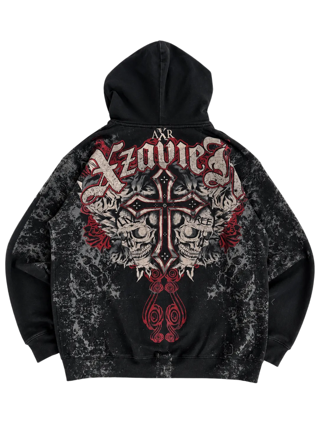 LIVE FREE SKULL CROSS ZIP HOODIE