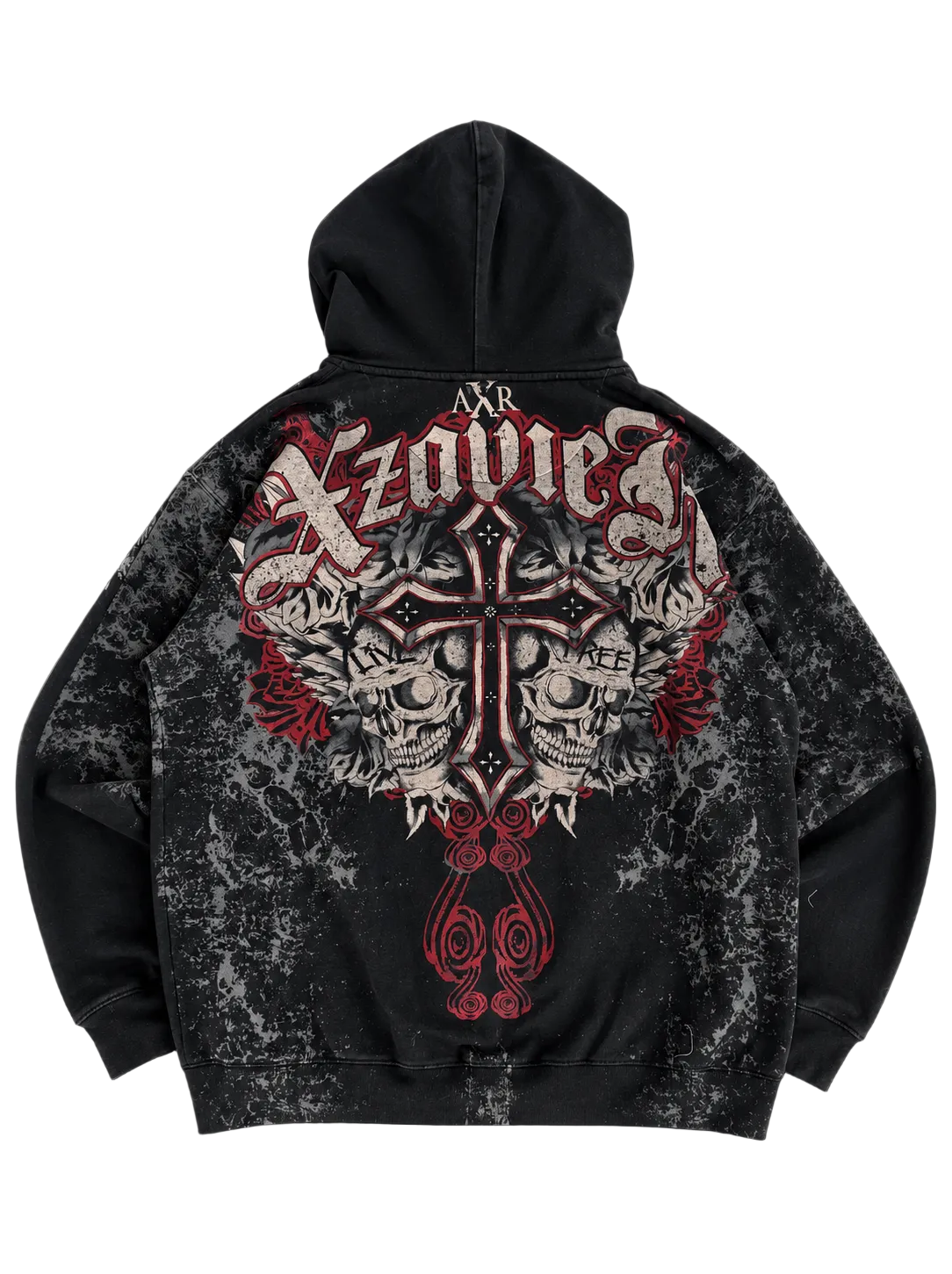 LIVE FREE SKULL CROSS ZIP HOODIE