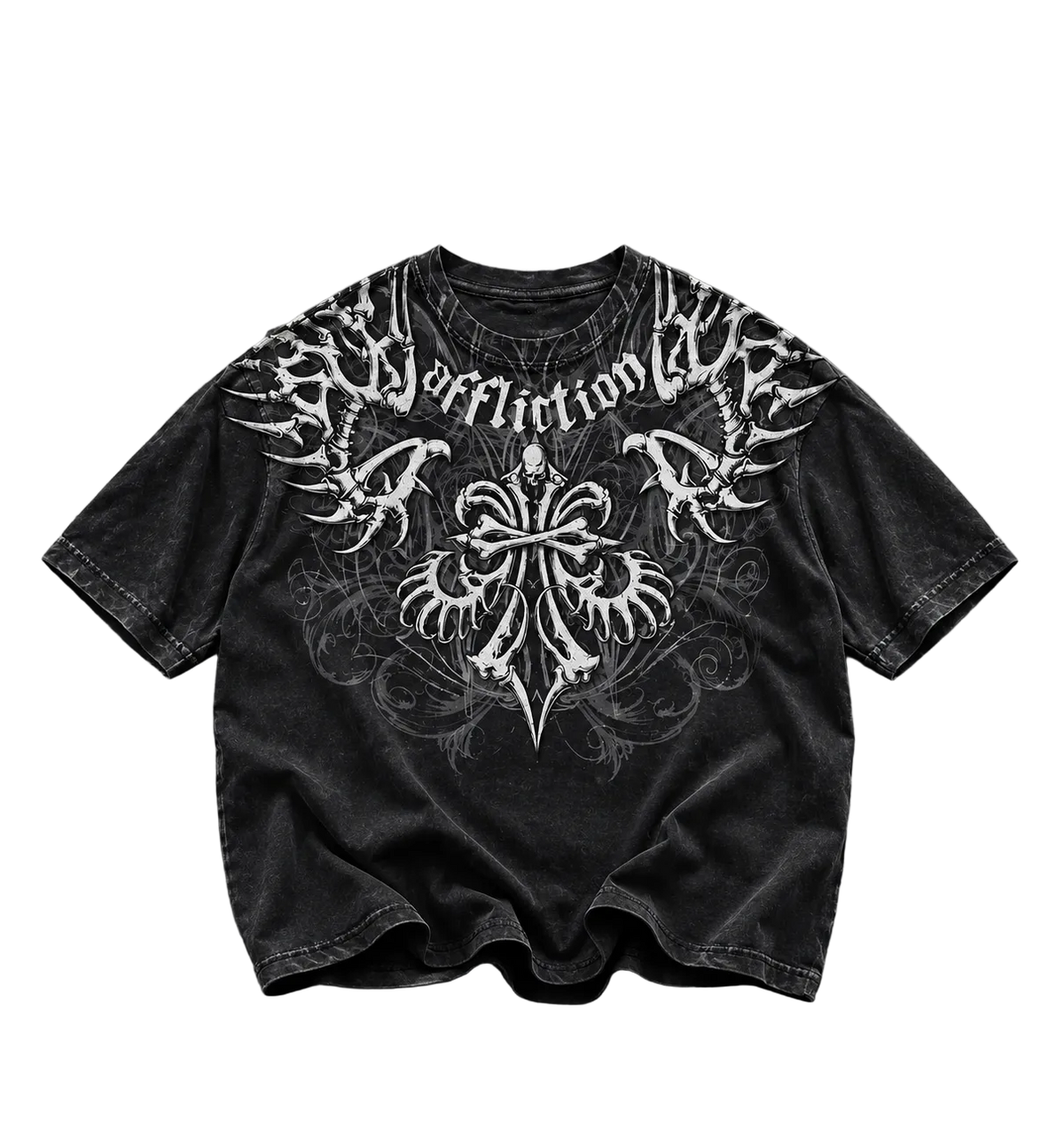 AFFLICTION SKELETAL CROSS GRAPHIC TEE