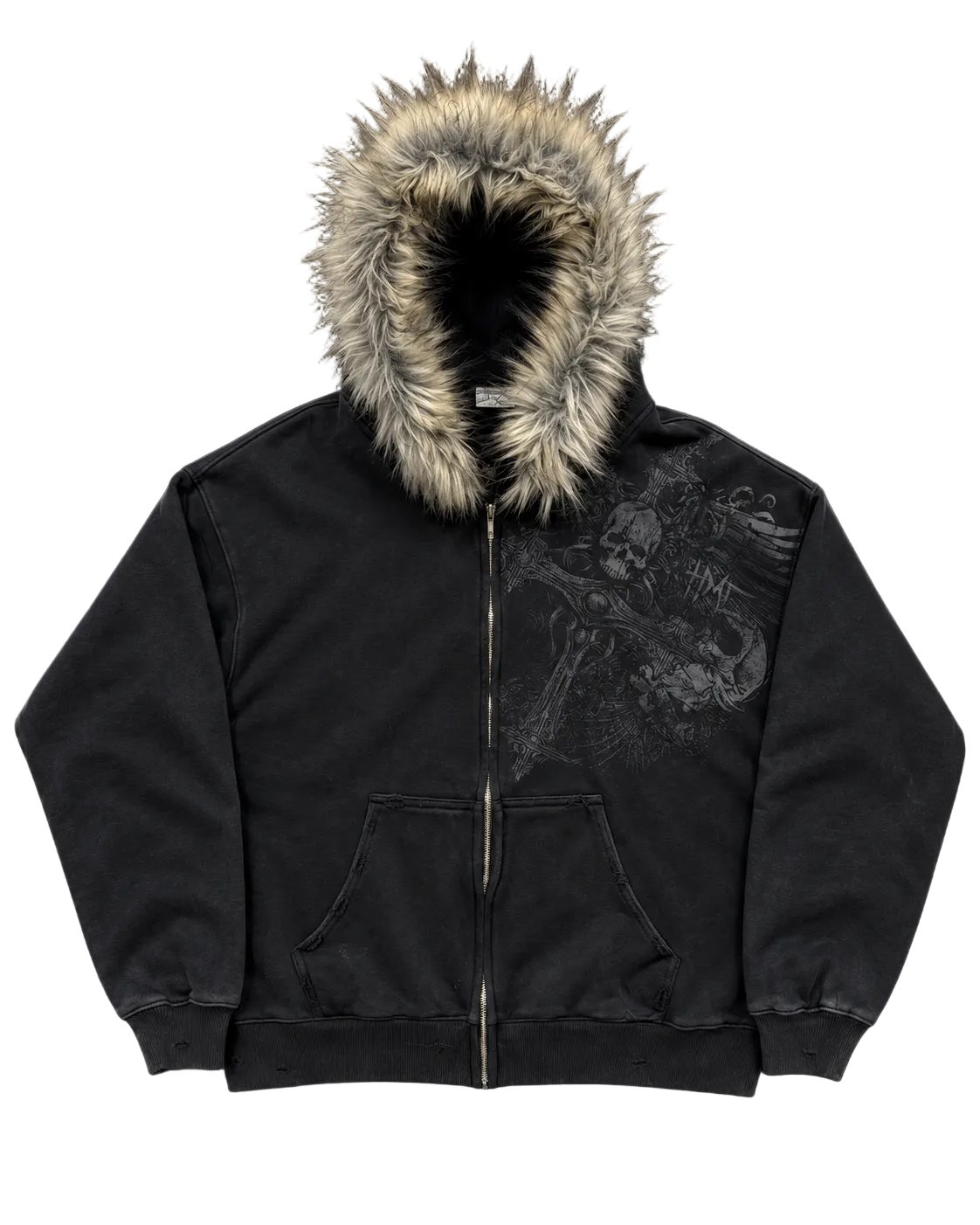SHADOW SKULL FUR HOODIE