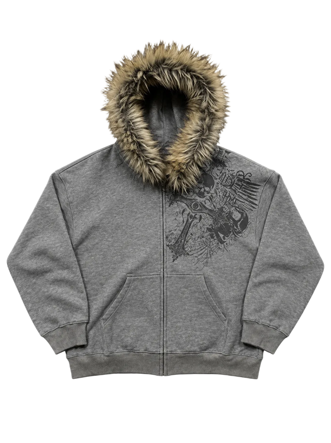 SHADOW SKULL FUR HOODIE