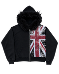 DISTRESSED UNION JACK FUR ZIP-UP