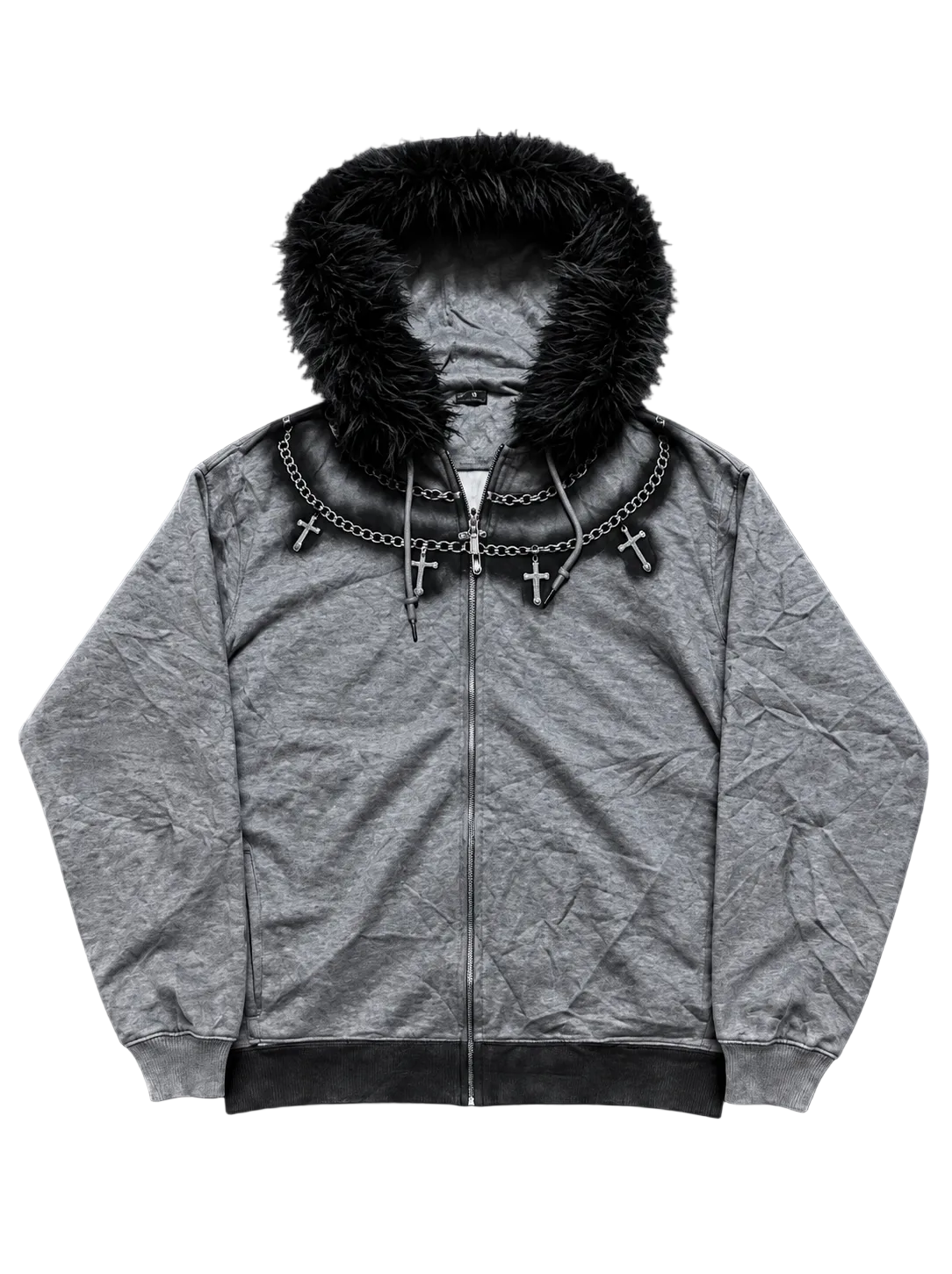 CROSS CHAIN FUR ZIP-UP