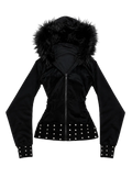 MIDNIGHT STUDDED FUR ZIP-UP