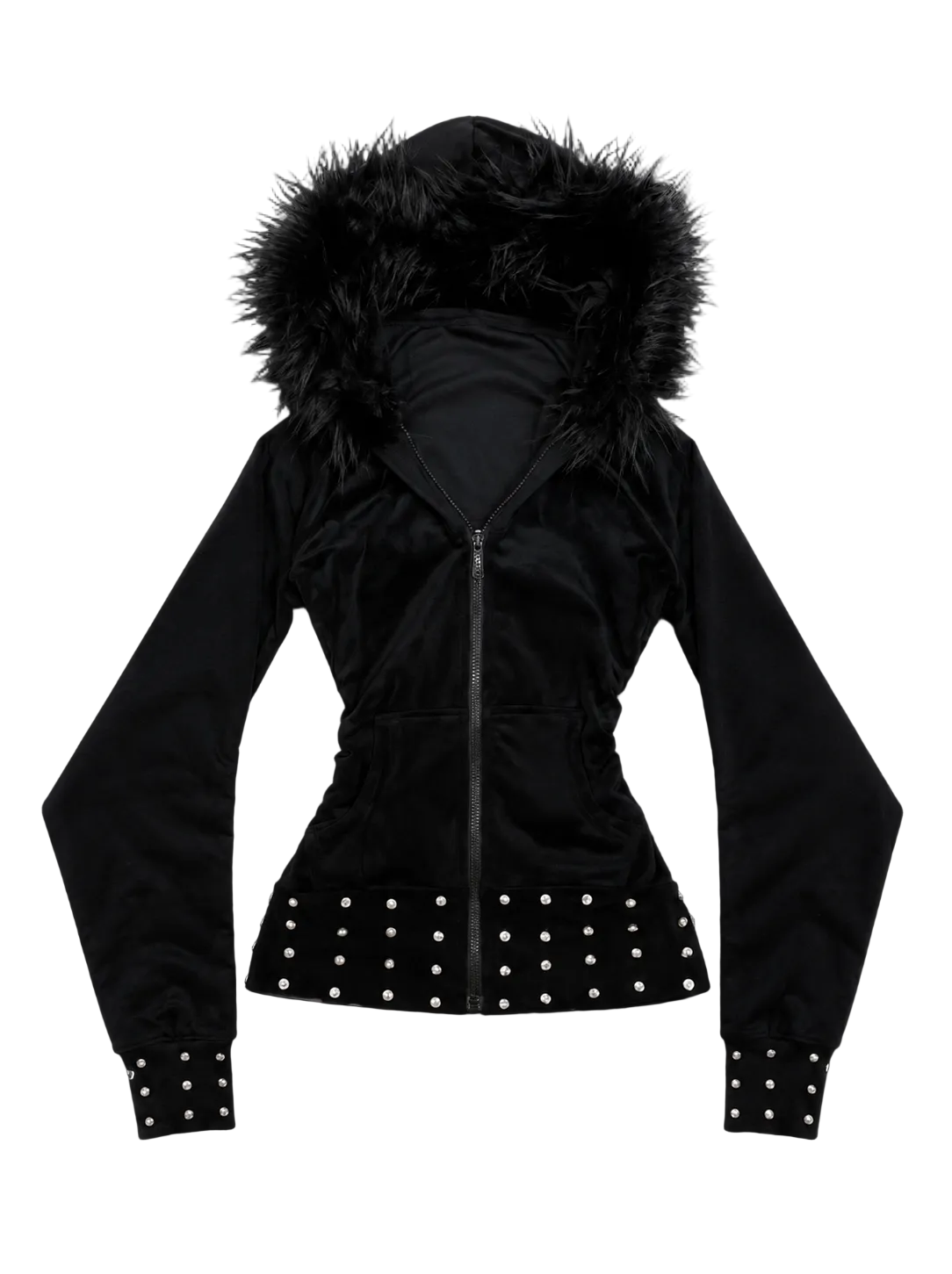 MIDNIGHT STUDDED FUR ZIP-UP