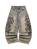 ACID WASH TRIBAL BAGGY JEANS