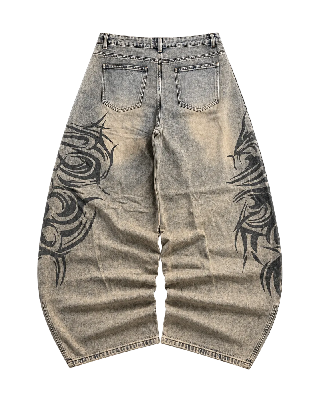 ACID WASH TRIBAL BAGGY JEANS