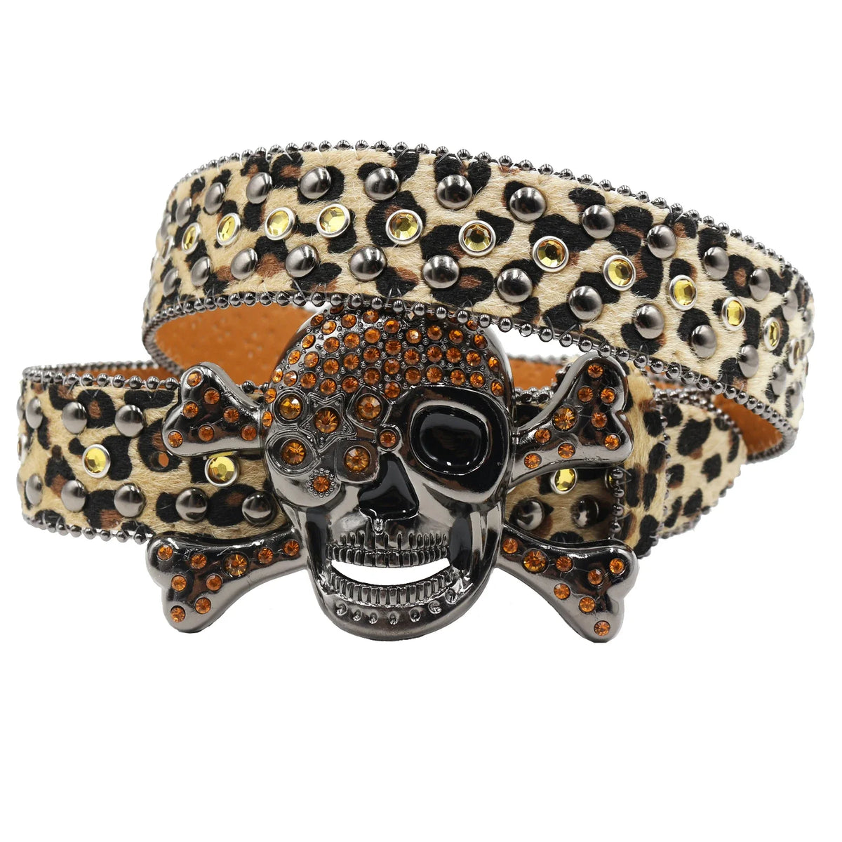 YELLOW RHINESTONE SKULL BELT