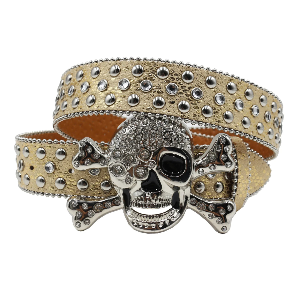GOLD RHINESTONE SKULL BELT