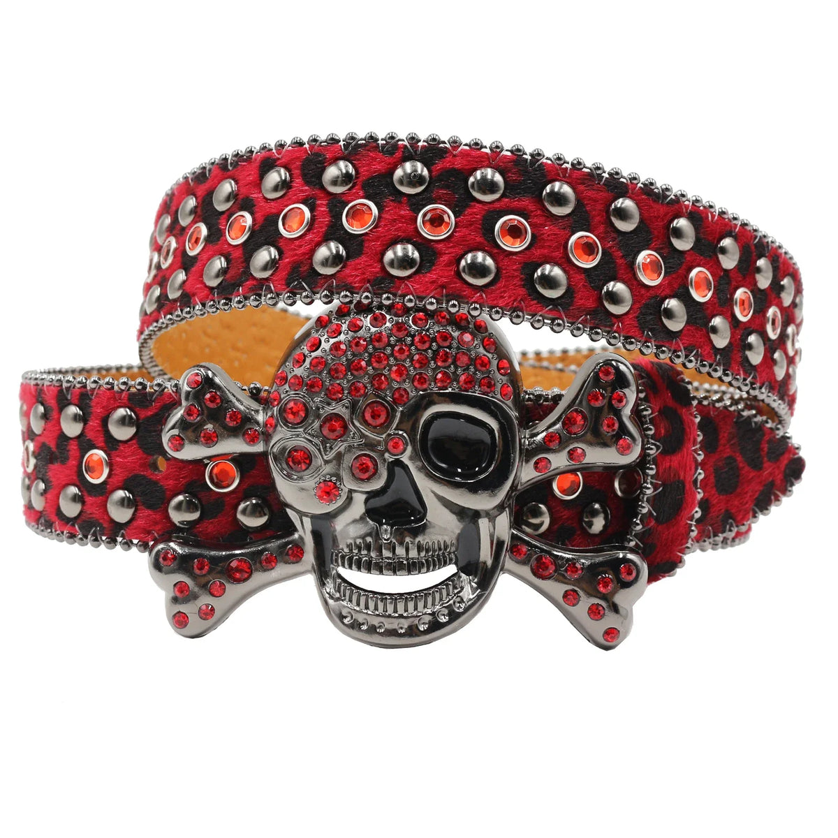 RED RHINESTONE SKULL BELT